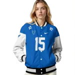 personalized buffalo bulls team patch royal blue varsity jacket best selling