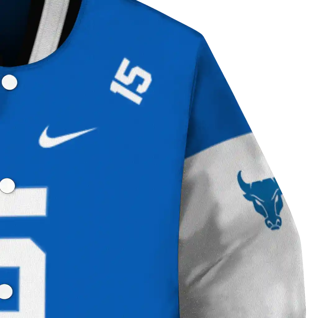 personalized buffalo bulls team patch royal blue varsity jacket premium grade personalized buffalo bulls team patch royal blue varsity jacket premium grade