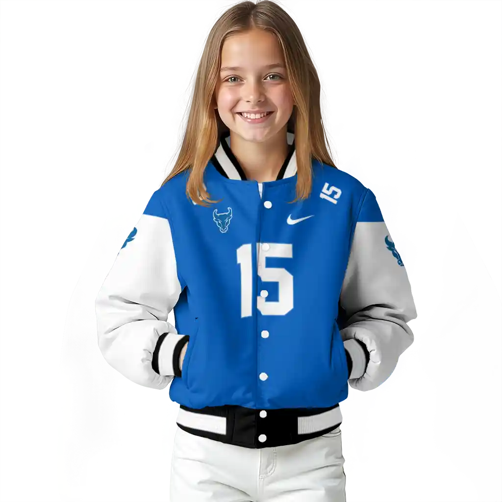 personalized buffalo bulls team patch royal blue varsity jacket top rated personalized buffalo bulls team patch royal blue varsity jacket top rated