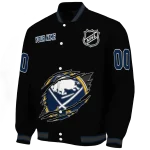 personalized buffalo sabres claw cut black varsity jacket best selling