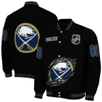 personalized buffalo sabres claw cut black varsity jacket best selling