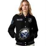 personalized buffalo sabres claw cut black varsity jacket best selling