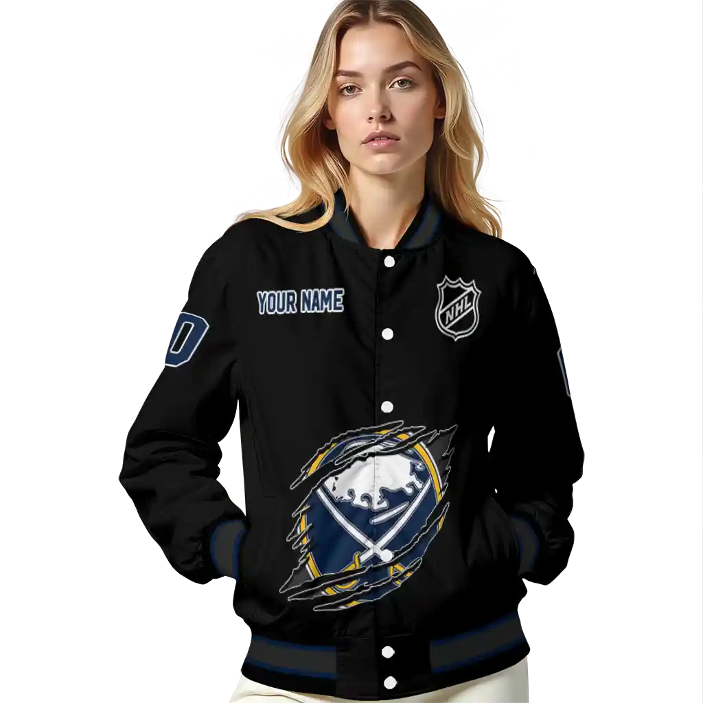 personalized buffalo sabres claw cut black varsity jacket latest model personalized buffalo sabres claw cut black varsity jacket latest model