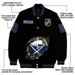 personalized buffalo sabres claw cut black varsity jacket best selling