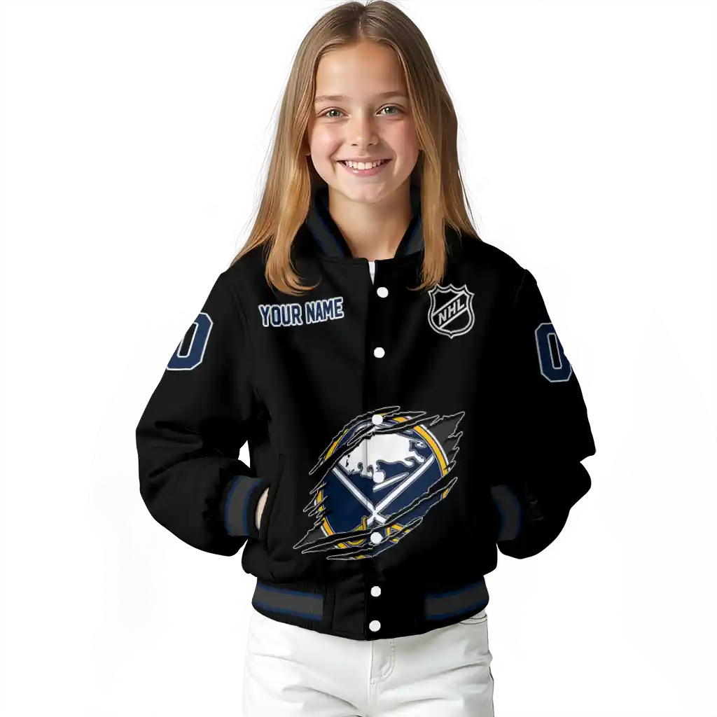 personalized buffalo sabres claw cut black varsity jacket top rated personalized buffalo sabres claw cut black varsity jacket top rated