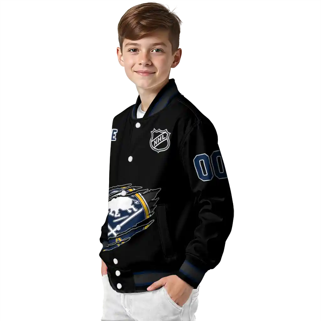 personalized buffalo sabres claw cut black varsity jacket trendy personalized buffalo sabres claw cut black varsity jacket trendy