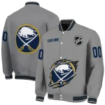 personalized buffalo sabres claw streak grey varsity jacket best selling
