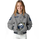 personalized buffalo sabres claw streak grey varsity jacket best selling