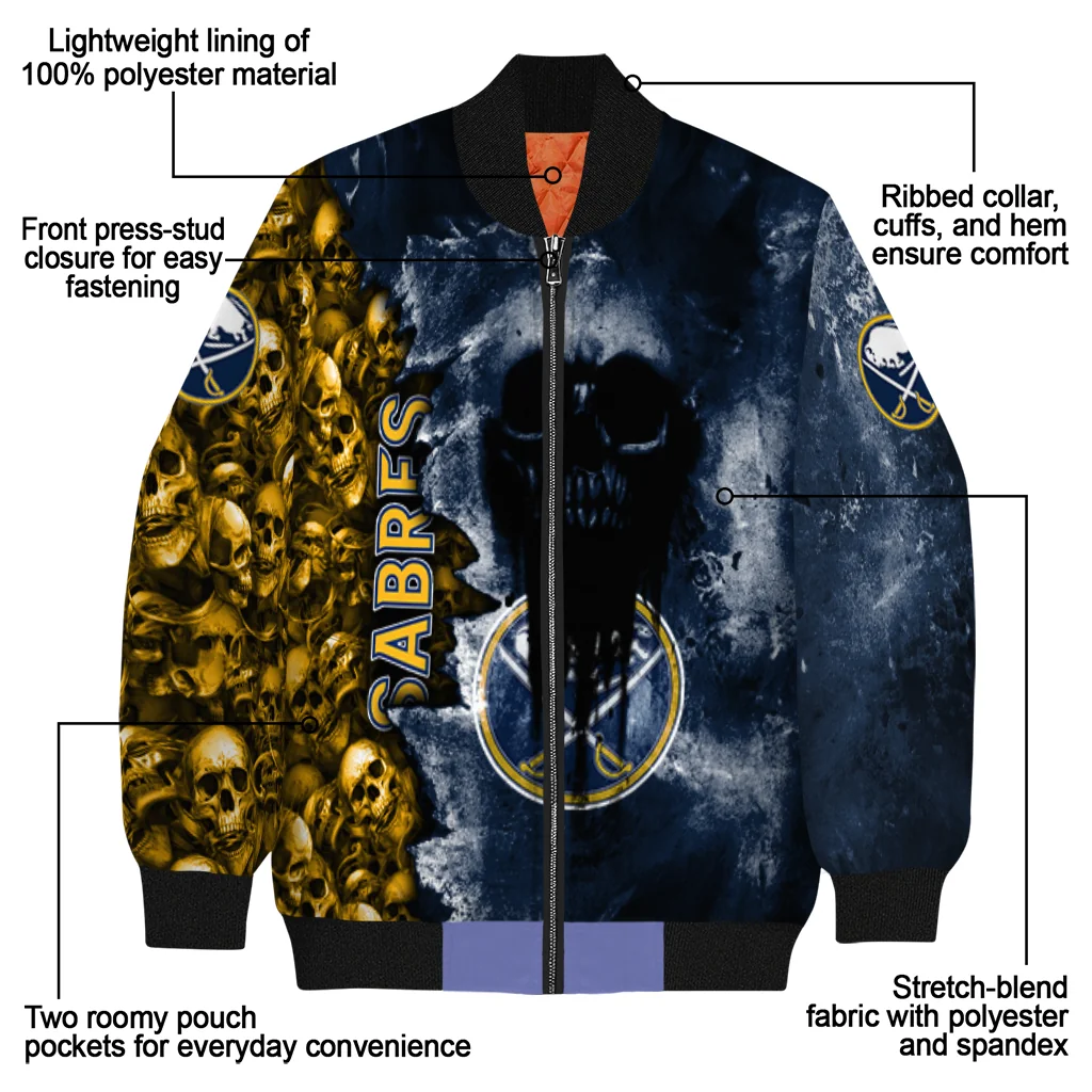personalized buffalo sabres skull cluster navy blue bomber jacket new arrival personalized buffalo sabres skull cluster navy blue bomber jacket new arrival
