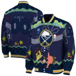 personalized buffalo sabres spongebob playtime navy blue varsity jacket best selling