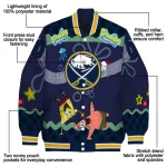 personalized buffalo sabres spongebob playtime navy blue varsity jacket best selling