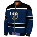 personalized buffalo sabres stripe statement navy blue black bomber jacket best selling