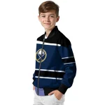 personalized buffalo sabres stripe statement navy blue black bomber jacket best selling