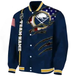 personalized buffalo sabres usa flag rips navy blue varsity jacket best selling