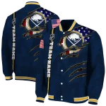 personalized buffalo sabres usa flag rips navy blue varsity jacket best selling