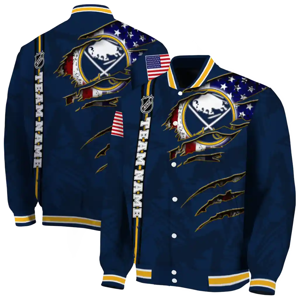 personalized buffalo sabres usa flag rips navy blue varsity jacket fashion forward personalized buffalo sabres usa flag rips navy blue varsity jacket fashion forward