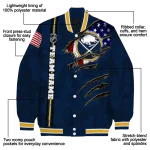 personalized buffalo sabres usa flag rips navy blue varsity jacket best selling