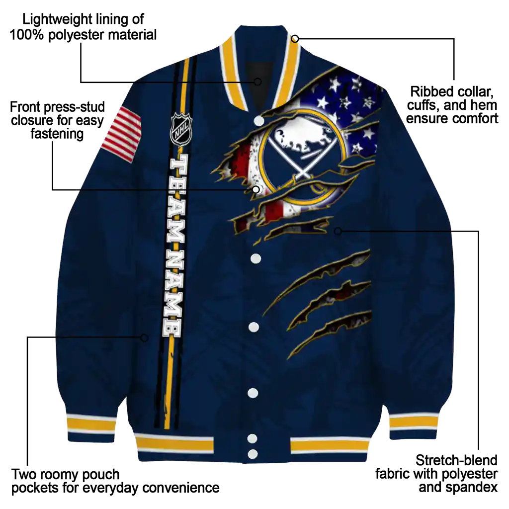 personalized buffalo sabres usa flag rips navy blue varsity jacket new arrival personalized buffalo sabres usa flag rips navy blue varsity jacket new arrival