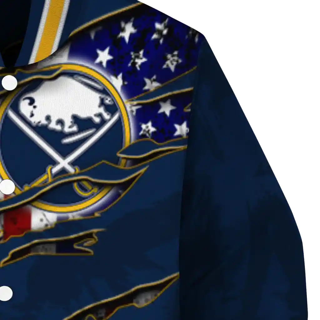 personalized buffalo sabres usa flag rips navy blue varsity jacket premium grade personalized buffalo sabres usa flag rips navy blue varsity jacket premium grade
