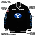 personalized byu cougars american flag skull black varsity jacket best selling