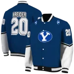 personalized byu cougars chevron style blue varsity jacket best selling