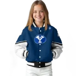 personalized byu cougars chevron style blue varsity jacket best selling