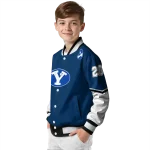 personalized byu cougars chevron style blue varsity jacket best selling