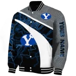 personalized byu cougars electric flash blue varsity jacket best selling
