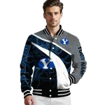 personalized byu cougars electric flash blue varsity jacket best selling