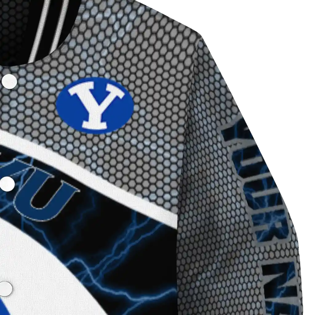 personalized byu cougars electric flash blue varsity jacket premium grade personalized byu cougars electric flash blue varsity jacket premium grade