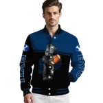 personalized byu cougars groot football blue black varsity jacket best selling