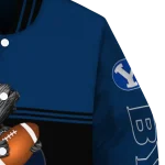 personalized byu cougars groot football blue black varsity jacket best selling