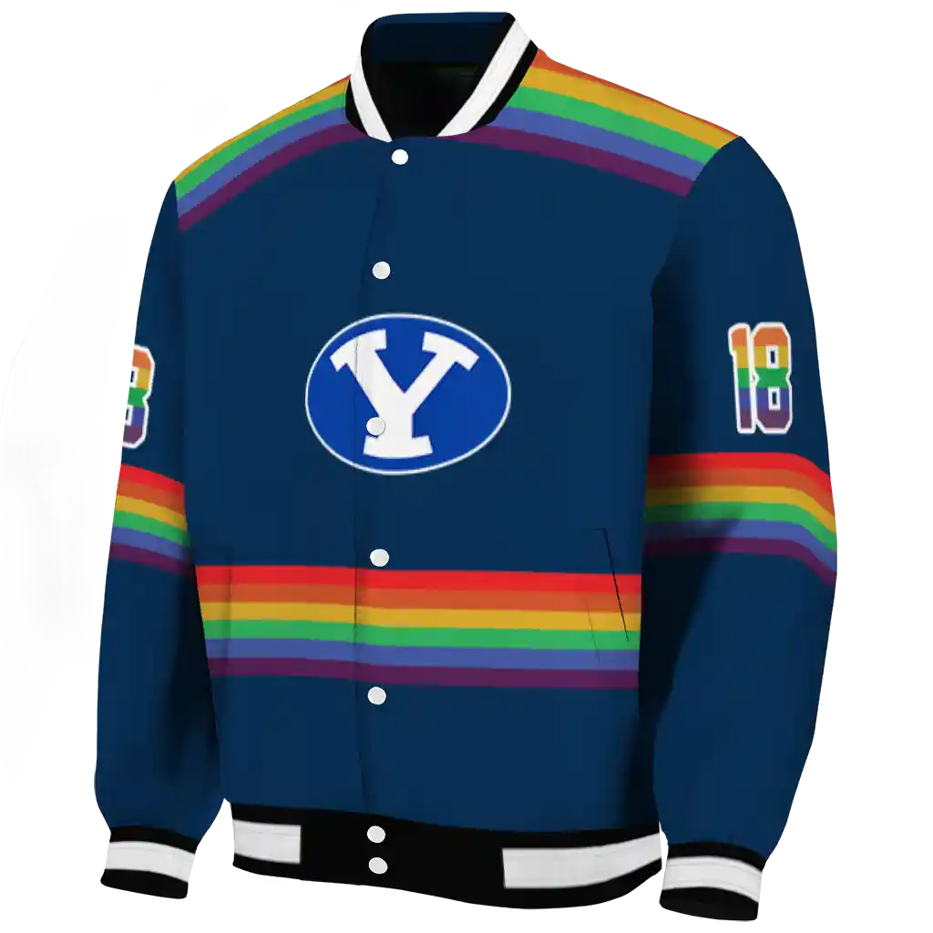 personalized byu cougars rainbow jersey number blue varsity jacket best selling personalized byu cougars rainbow jersey number blue varsity jacket best selling