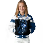 personalized byu cougars reaper hands blue black varsity jacket best selling