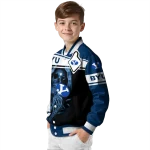 personalized byu cougars reaper hands blue black varsity jacket best selling