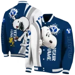 personalized byu cougars snoopy head blue varsity jacket best selling