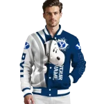 personalized byu cougars snoopy head blue varsity jacket best selling