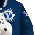 personalized byu cougars snoopy head blue varsity jacket best selling