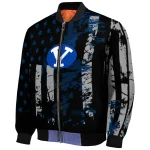 personalized byu cougars star stripes blue black bomber jacket best selling