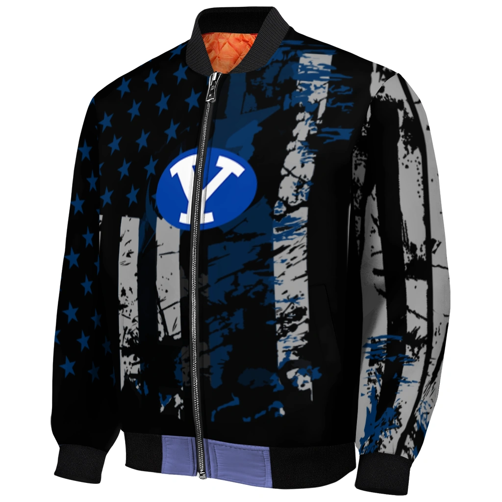 personalized byu cougars star stripes blue black bomber jacket fashion forward personalized byu cougars star stripes blue black bomber jacket fashion forward