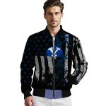 personalized byu cougars star stripes blue black bomber jacket best selling