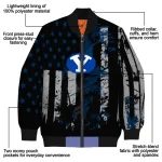 personalized byu cougars star stripes blue black bomber jacket best selling