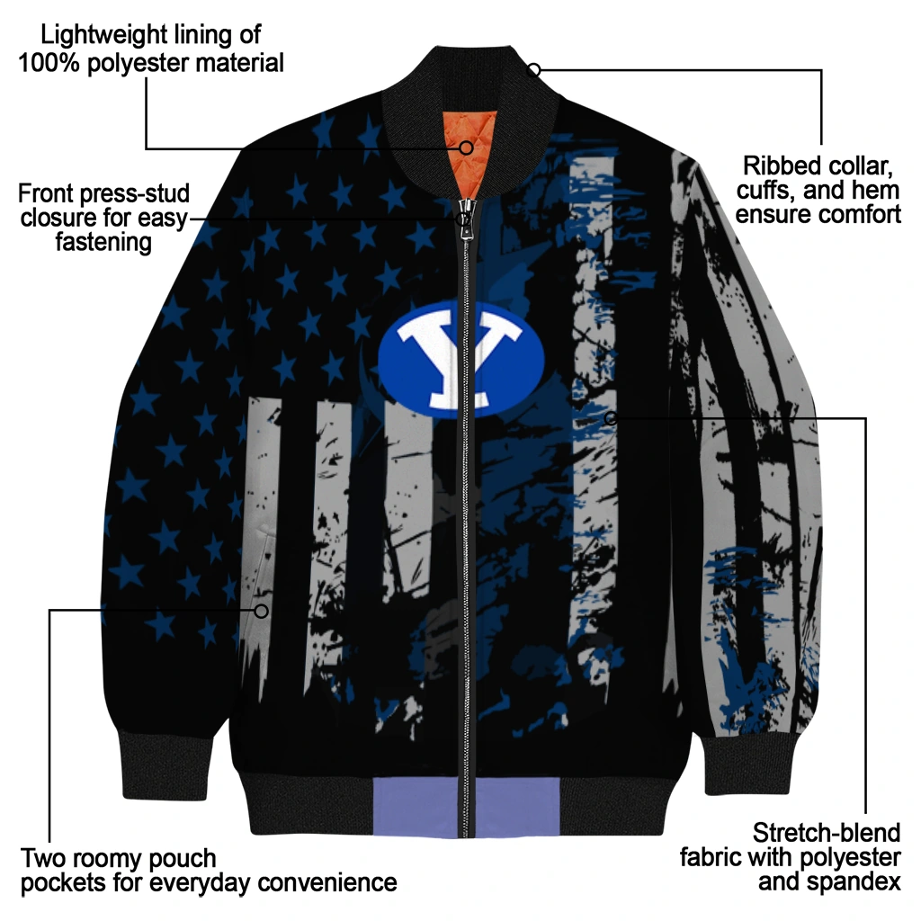 personalized byu cougars star stripes blue black bomber jacket new arrival personalized byu cougars star stripes blue black bomber jacket new arrival