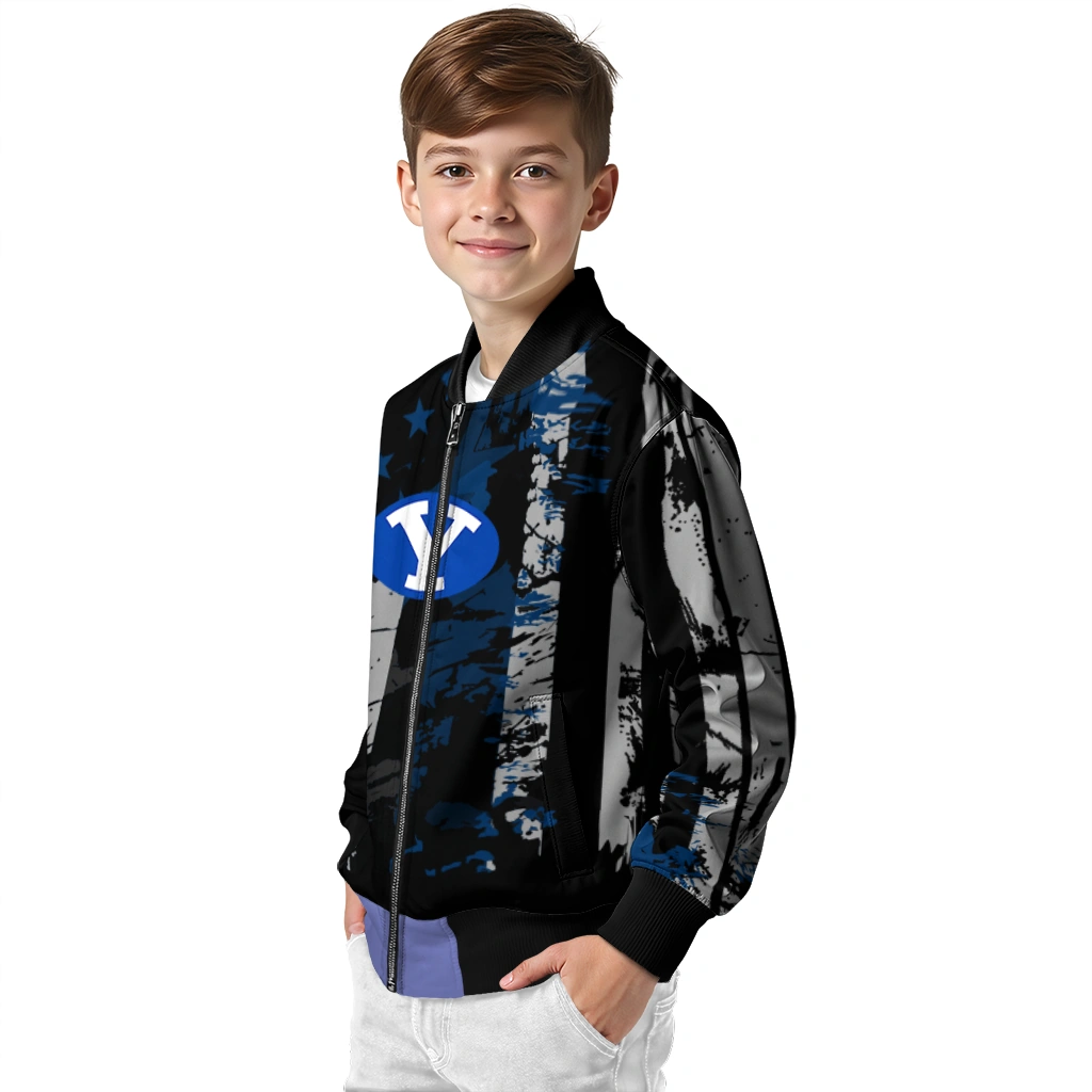 personalized byu cougars star stripes blue black bomber jacket trendy personalized byu cougars star stripes blue black bomber jacket trendy