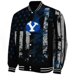 personalized byu cougars star stripes blue black varsity jacket best selling