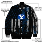personalized byu cougars star stripes blue black varsity jacket best selling