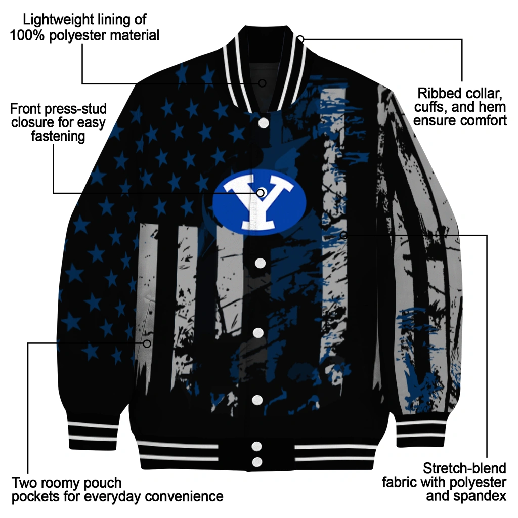 personalized byu cougars star stripes blue black varsity jacket new arrival personalized byu cougars star stripes blue black varsity jacket new arrival