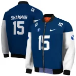 personalized byu cougars team patch blue bomber jacket best selling