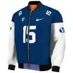personalized byu cougars team patch blue bomber jacket best selling