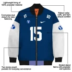 personalized byu cougars team patch blue bomber jacket best selling